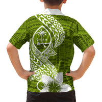 Hafa Adai Guam Kid Hawaiian Shirt Polynesian Olive Green Blue Pattern LT01 - Polynesian Pride