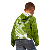 Hafa Adai Guam Kid Hoodie Polynesian Olive Green Blue Pattern LT01 - Polynesian Pride