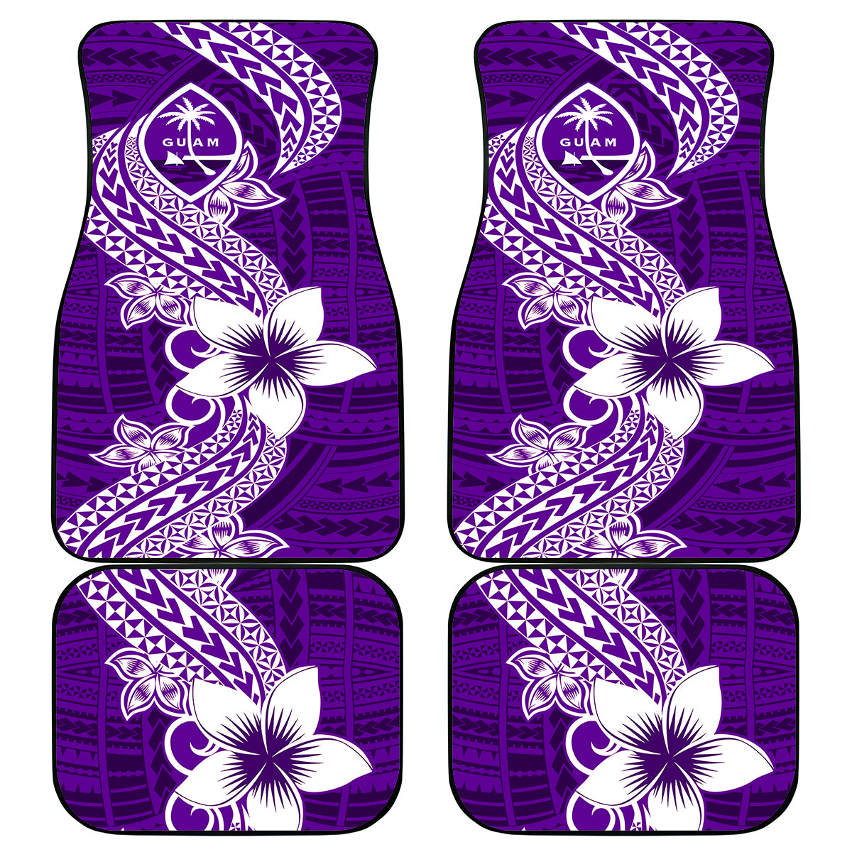 Hafa Adai Guam Car Mats Polynesian Floral Purple Pattern LT01 Purple - Polynesian Pride
