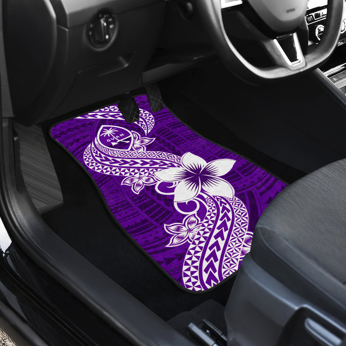 Hafa Adai Guam Car Mats Polynesian Floral Purple Pattern LT01 - Polynesian Pride