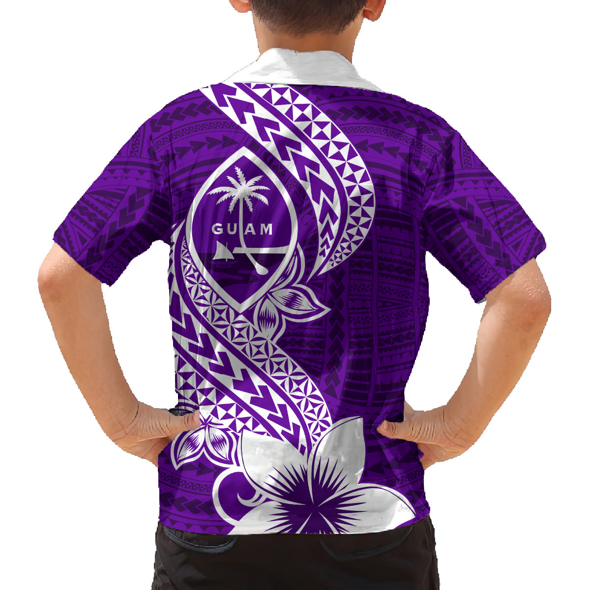 Hafa Adai Guam Family Matching Long Sleeve Bodycon Dress and Hawaiian Shirt Polynesian Floral Purple Pattern LT01 - Polynesian Pride