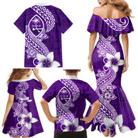 Hafa Adai Guam Family Matching Mermaid Dress and Hawaiian Shirt Polynesian Floral Purple Pattern LT01 - Polynesian Pride