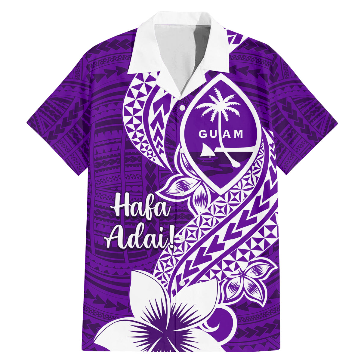 Hafa Adai Guam Family Matching Mermaid Dress and Hawaiian Shirt Polynesian Floral Purple Pattern LT01 Dad's Shirt - Short Sleeve Purple - Polynesian Pride