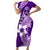 Hafa Adai Guam Family Matching Short Sleeve Bodycon Dress and Hawaiian Shirt Polynesian Floral Purple Pattern LT01 Mom's Dress Purple - Polynesian Pride