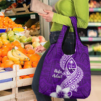 Hafa Adai Guam Grocery Bag Polynesian Floral Purple Pattern