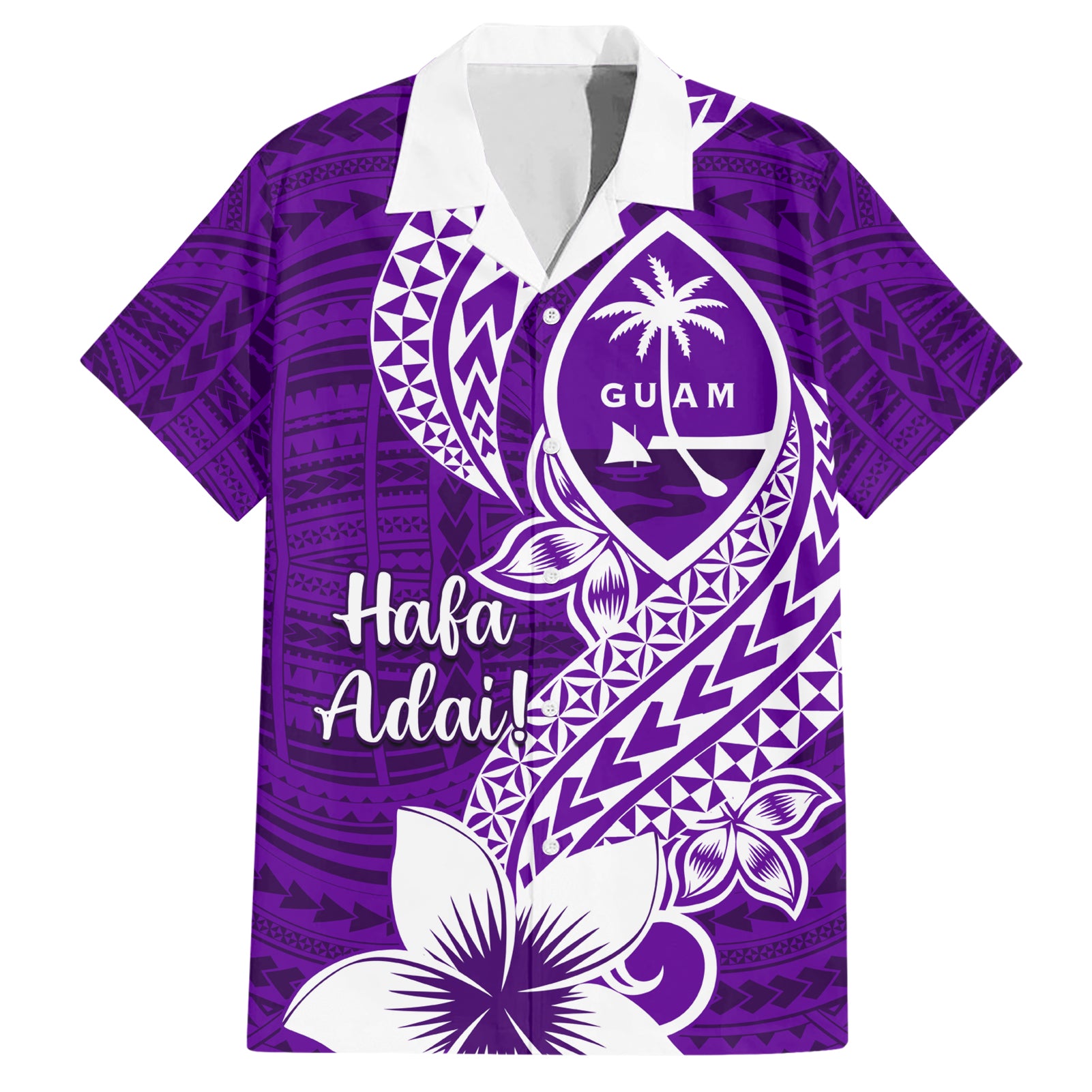 Hafa Adai Guam Hawaiian Shirt Polynesian Floral Purple Pattern LT01 Purple - Polynesian Pride