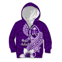 Hafa Adai Guam Kid Hoodie Polynesian Floral Purple Pattern LT01 Zip Hoodie Purple - Polynesian Pride