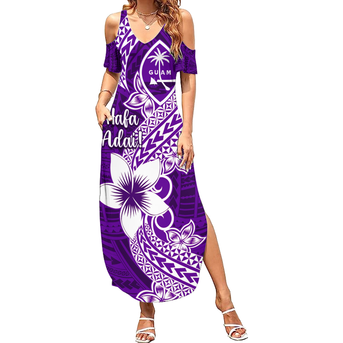 Hafa Adai Guam Summer Maxi Dress Polynesian Floral Purple Pattern LT01 Women Purple - Polynesian Pride