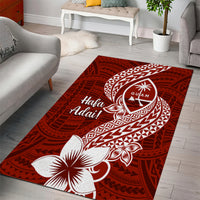 Hafa Adai Guam Area Rug Polynesian Floral Red Pattern LT01 - Polynesian Pride