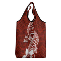 Hafa Adai Guam Grocery Bag Polynesian Floral Red Pattern