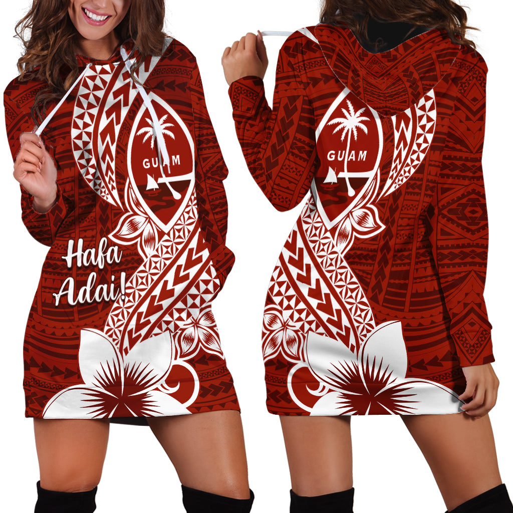 Hafa Adai Guam Hoodie Dress Polynesian Floral Red Pattern LT01 - Polynesian Pride