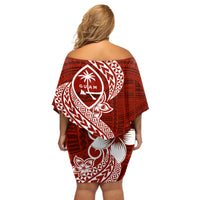 Hafa Adai Guam Off Shoulder Short Dress Polynesian Floral Red Pattern LT01 - Polynesian Pride