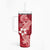 Hafa Adai Guam Tumbler With Handle Polynesian Floral Red Pattern