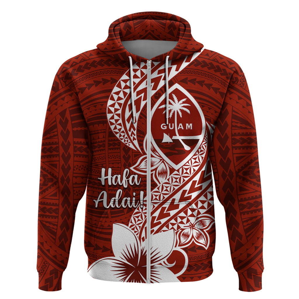 Hafa Adai Guam Zip Hoodie Polynesian Floral Red Pattern LT01 Zip Hoodie Red - Polynesian Pride