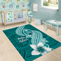 Hafa Adai Guam Area Rug Polynesian Floral Teal Pattern LT01 - Polynesian Pride