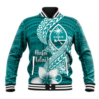 Hafa Adai Guam Baseball Jacket Polynesian Floral Teal Pattern LT01 Unisex Teal - Polynesian Pride