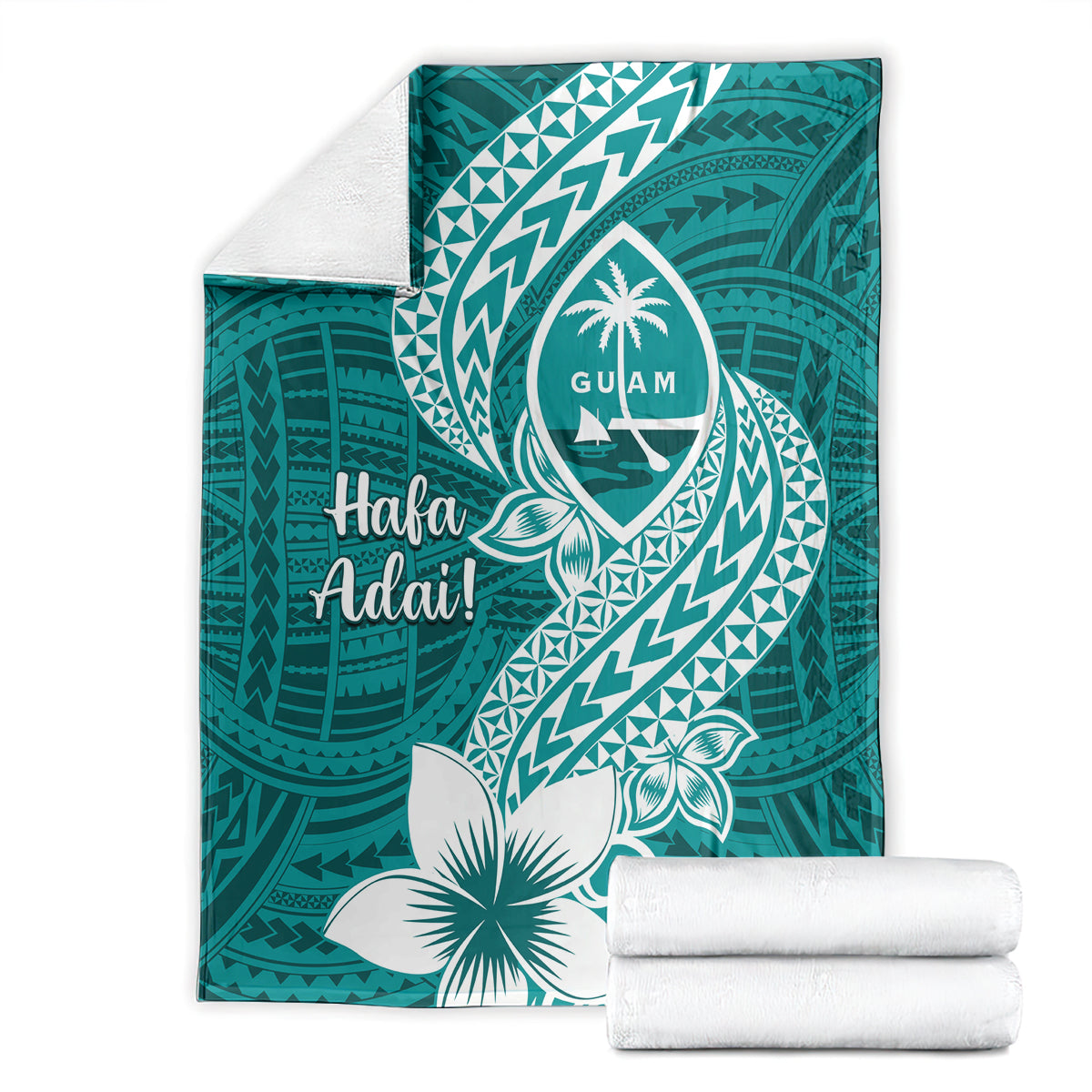 Hafa Adai Guam Blanket Polynesian Floral Teal Pattern LT01 - Polynesian Pride