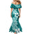 Hafa Adai Guam Family Matching Mermaid Dress and Hawaiian Shirt Polynesian Floral Teal Pattern LT01 - Polynesian Pride