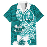 Hafa Adai Guam Family Matching Summer Maxi Dress and Hawaiian Shirt Polynesian Floral Teal Pattern LT01 Dad's Shirt - Short Sleeve Teal - Polynesian Pride