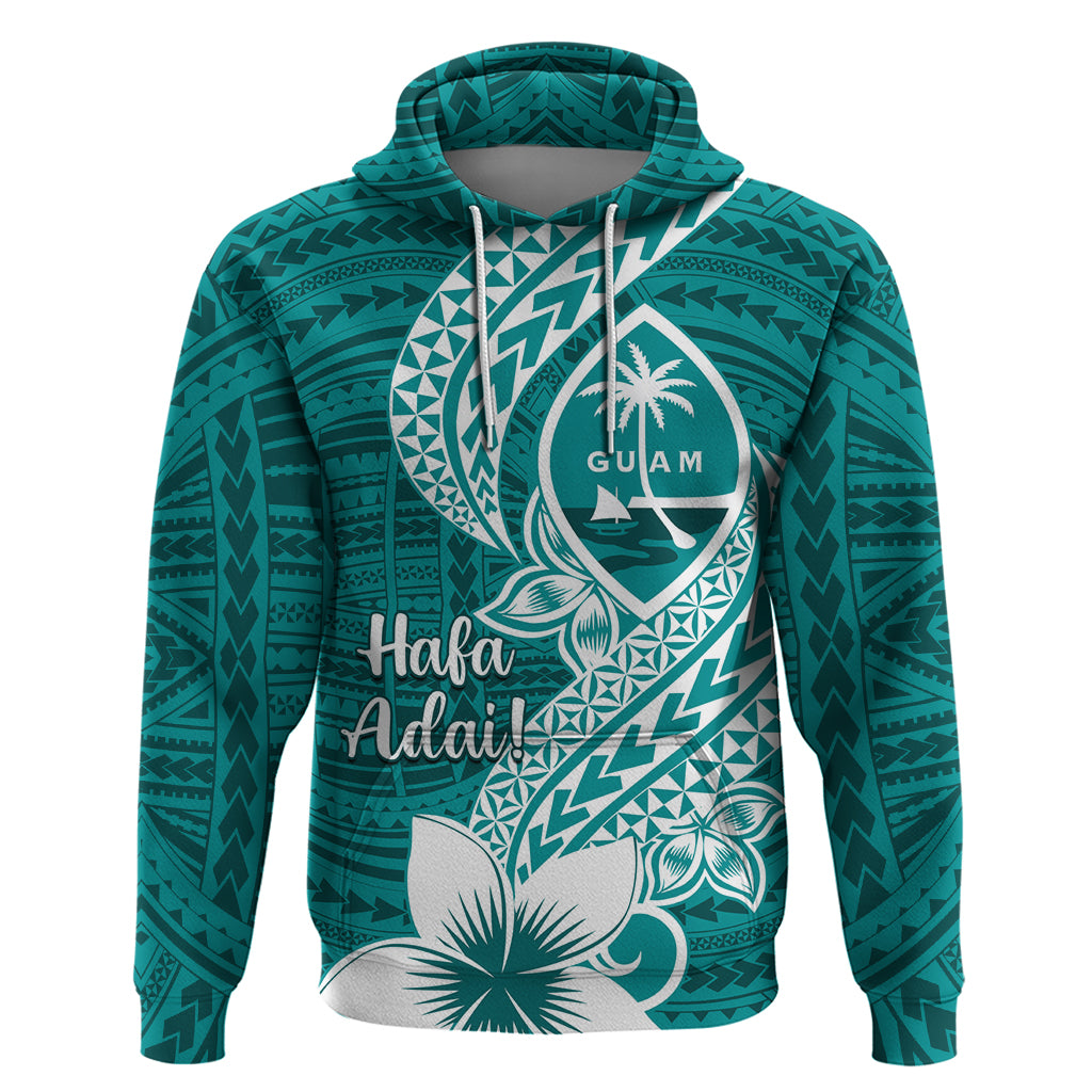 Hafa Adai Guam Hoodie Polynesian Floral Teal Pattern LT01 Pullover Hoodie Teal - Polynesian Pride