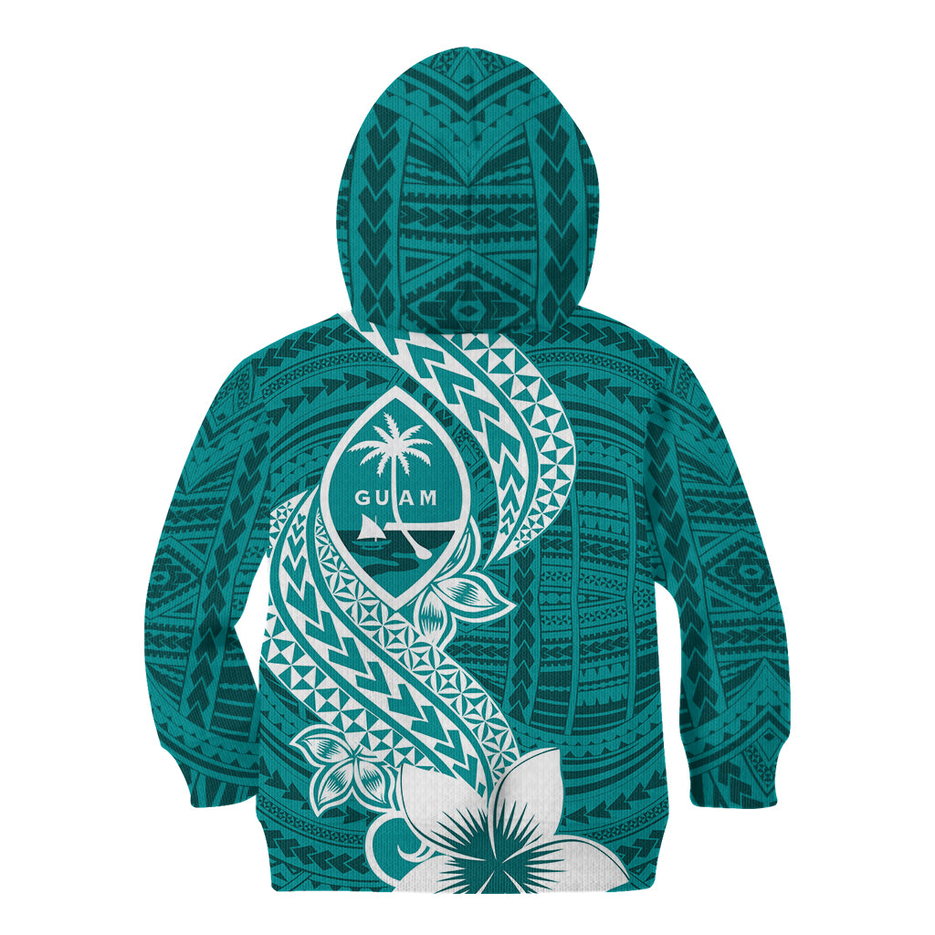 Hafa Adai Guam Kid Hoodie Polynesian Floral Teal Pattern LT01 - Polynesian Pride