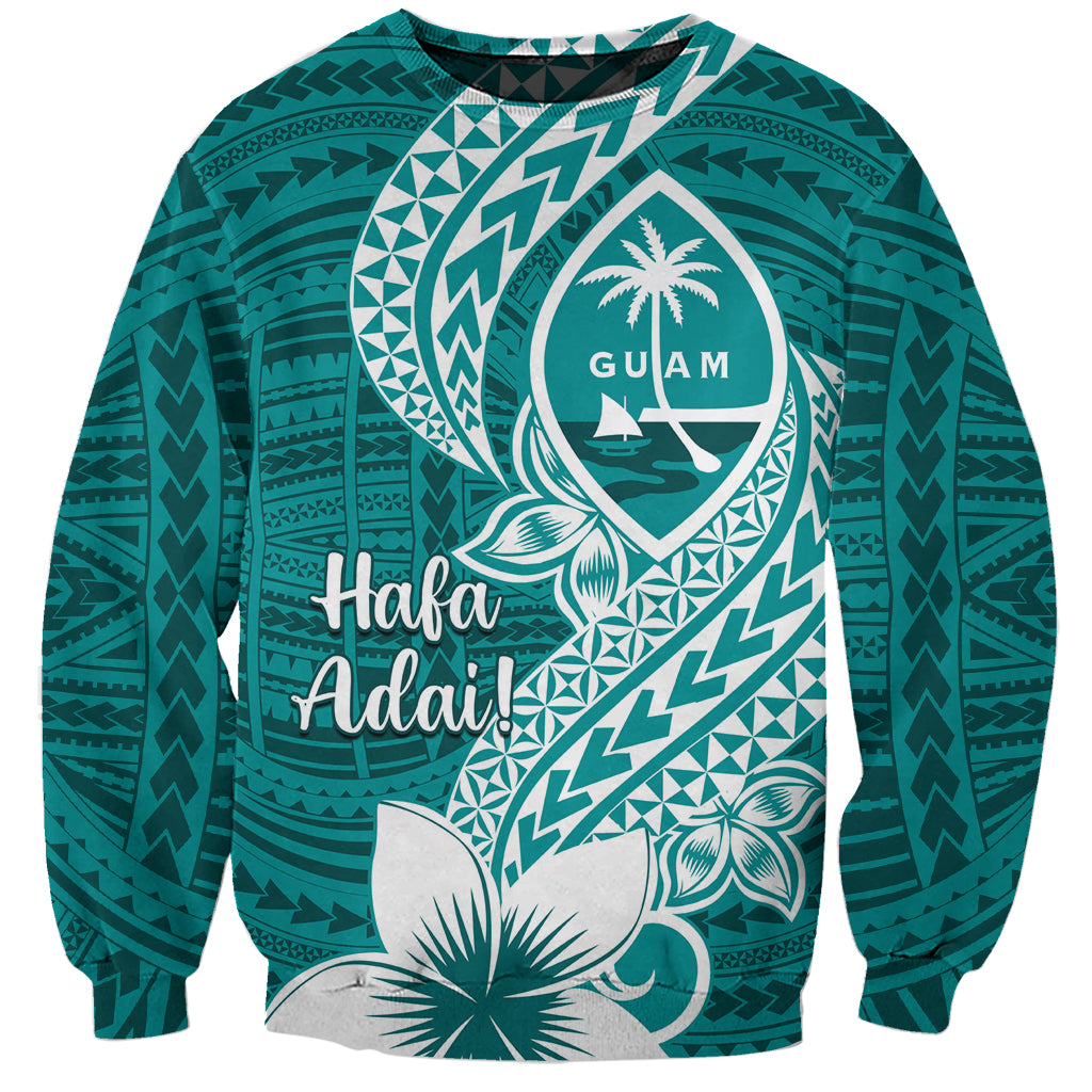 Hafa Adai Guam Sweatshirt Polynesian Floral Teal Pattern LT01 Unisex Teal - Polynesian Pride