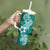 Hafa Adai Guam Tumbler With Handle Polynesian Floral Teal Pattern