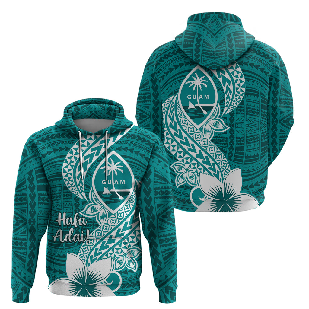 Hafa Adai Guam Zip Hoodie Polynesian Floral Teal Pattern LT01 - Polynesian Pride