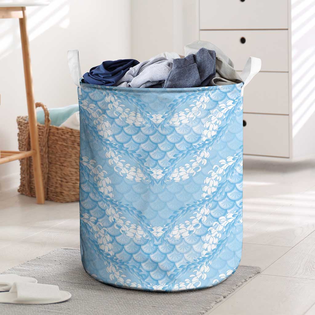 Baby Blue Mermaid Puakenikeni Maile Lei Laundry Basket