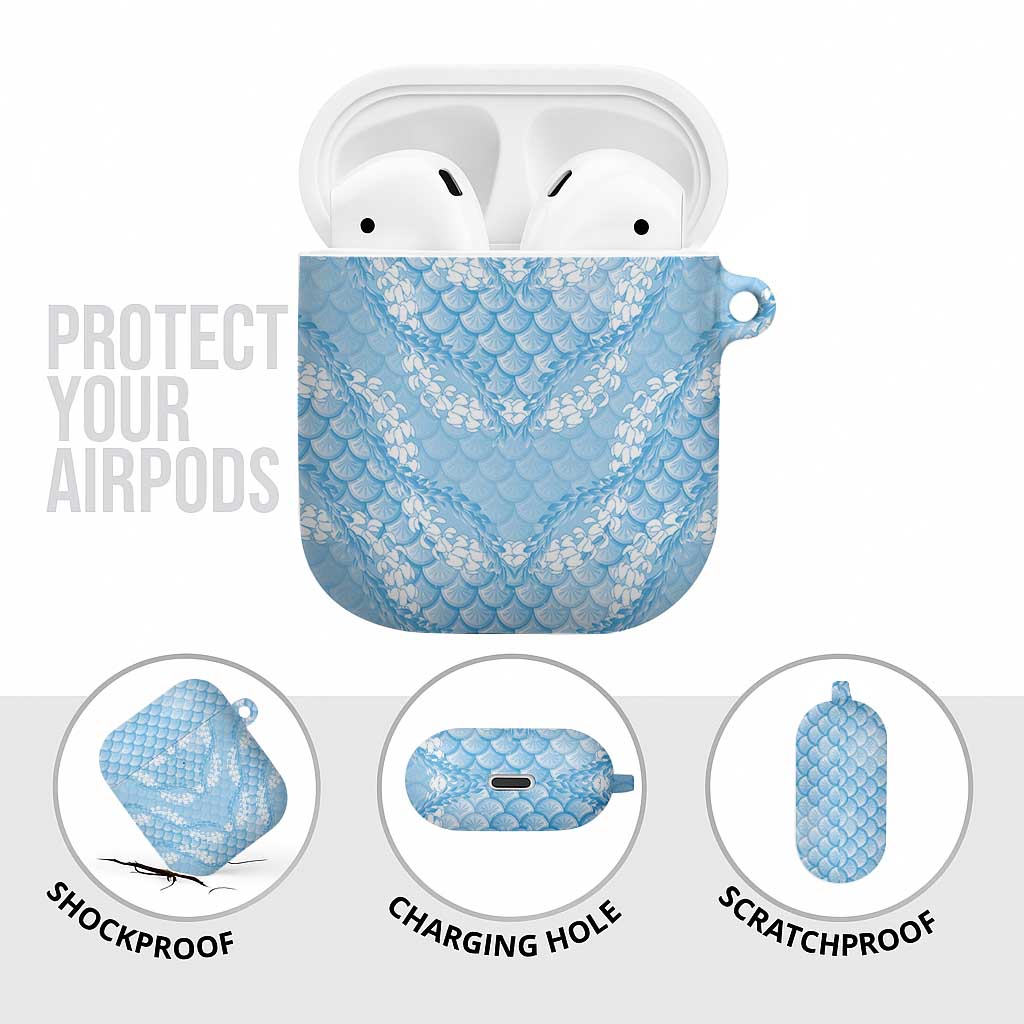 Baby Blue Mermaid Puakenikeni Maile Lei AirPods Case LT01 - Polynesian Pride