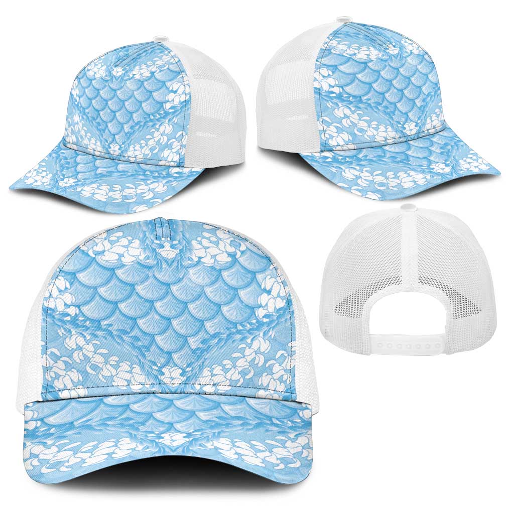 Baby Blue Mermaid Puakenikeni Maile Lei Baseball Net Cap