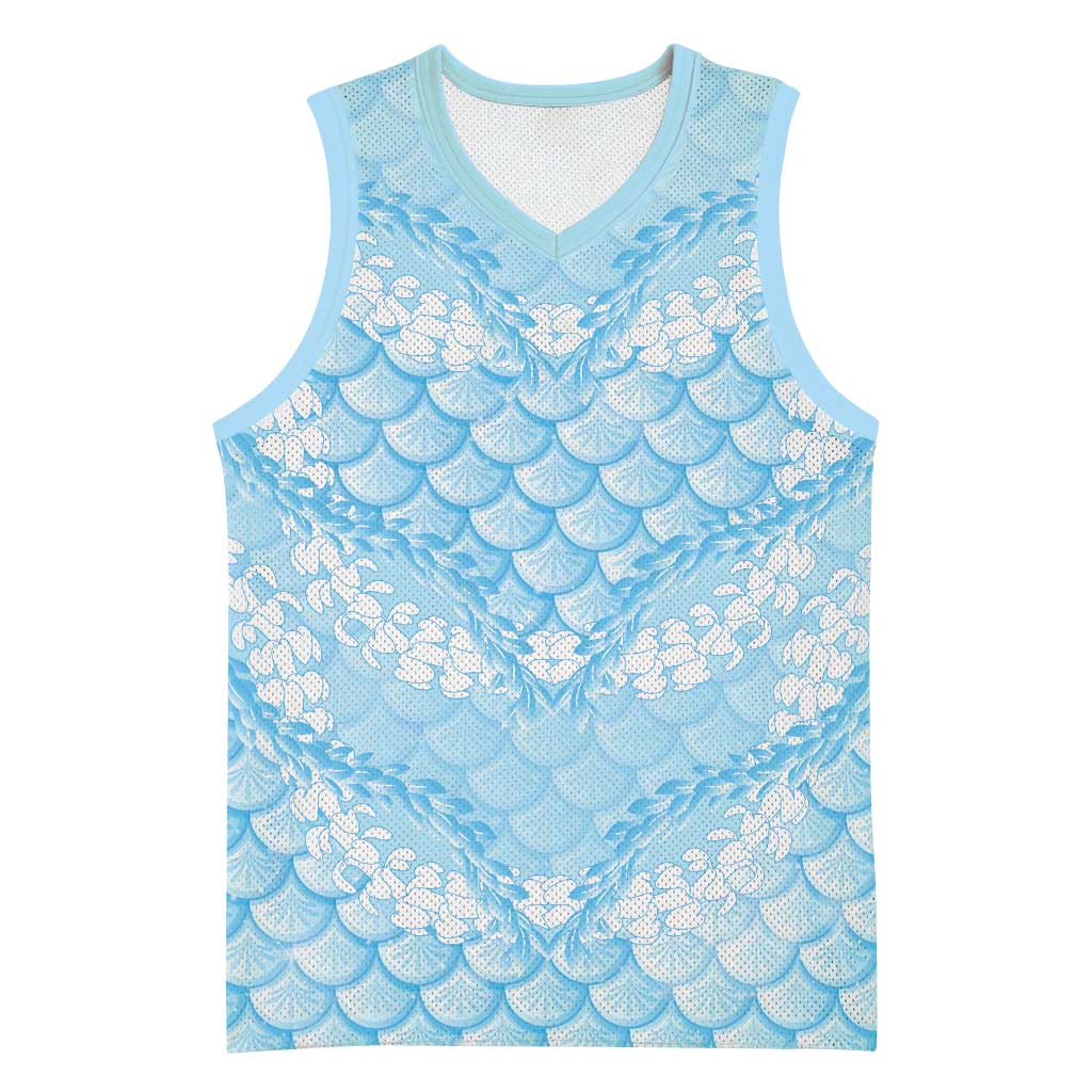 Baby Blue Mermaid Puakenikeni Maile Lei Basketball Jersey