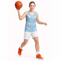Baby Blue Mermaid Puakenikeni Maile Lei Basketball Jersey