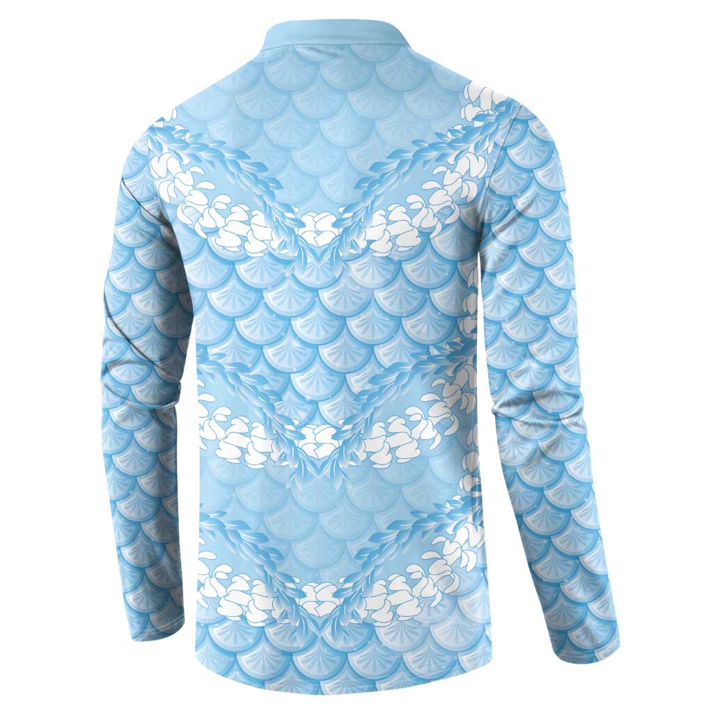 Baby Blue Mermaid Puakenikeni Maile Lei Button Sweatshirt