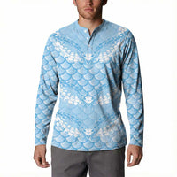 Baby Blue Mermaid Puakenikeni Maile Lei Button Sweatshirt
