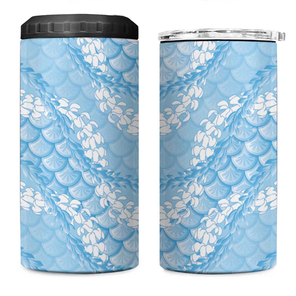 Baby Blue Mermaid Puakenikeni Maile Lei 4 in 1 Can Cooler Tumbler