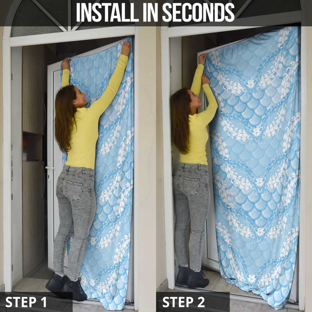 Baby Blue Mermaid Puakenikeni Maile Lei Door Cover