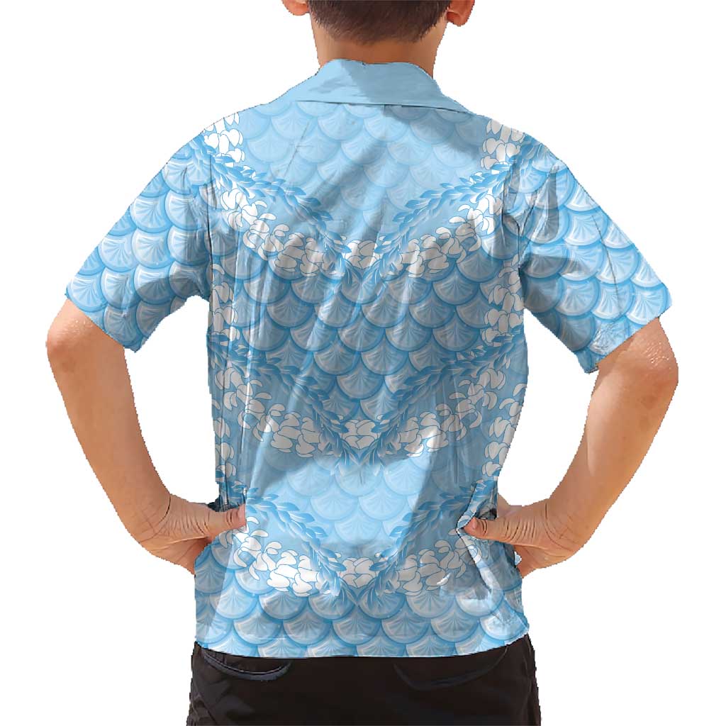Baby Blue Mermaid Puakenikeni Maile Lei Family Matching Puletasi and Hawaiian Shirt LT01 - Polynesian Pride