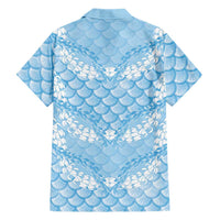 Baby Blue Mermaid Puakenikeni Maile Lei Family Matching Puletasi and Hawaiian Shirt LT01 - Polynesian Pride