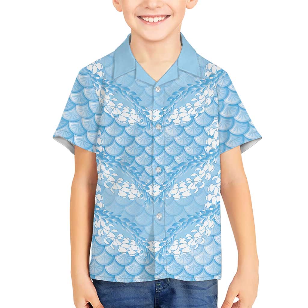 Baby Blue Mermaid Puakenikeni Maile Lei Hawaiian Shirt