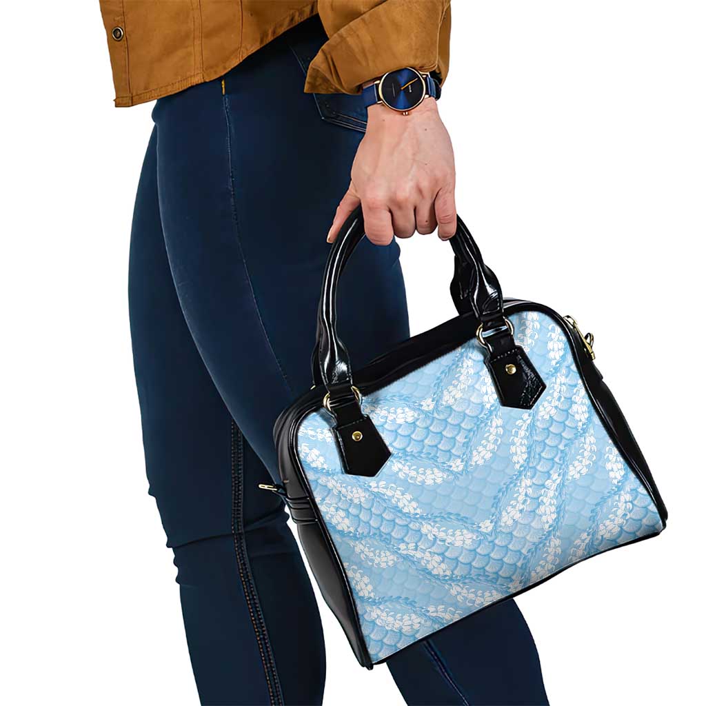 Baby Blue Mermaid Puakenikeni Maile Lei Shoulder Handbag