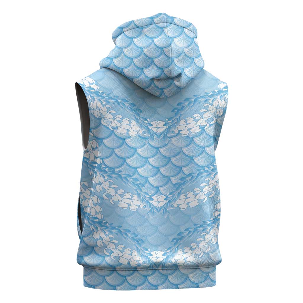 Baby Blue Mermaid Puakenikeni Maile Lei Sleeveless Hoodie LT01 - Polynesian Pride