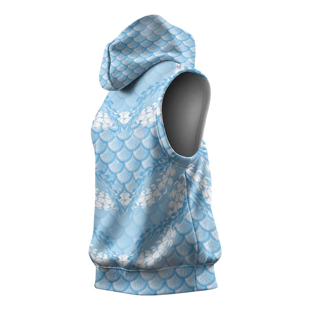 Baby Blue Mermaid Puakenikeni Maile Lei Sleeveless Hoodie LT01 - Polynesian Pride