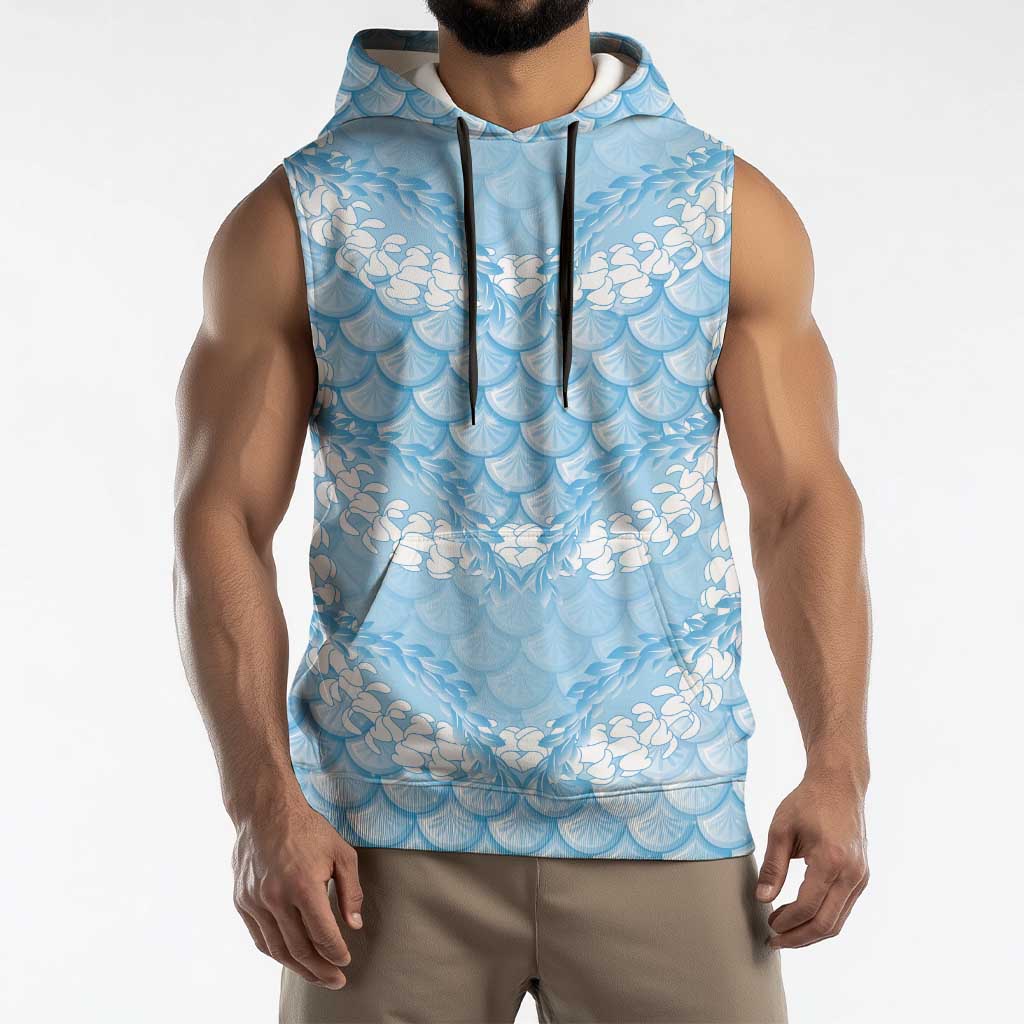 Baby Blue Mermaid Puakenikeni Maile Lei Sleeveless Hoodie LT01 - Polynesian Pride