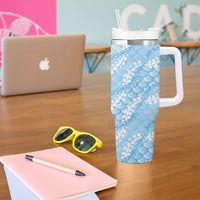 Baby Blue Mermaid Puakenikeni Maile Lei Tumbler With Handle LT01 - Polynesian Pride