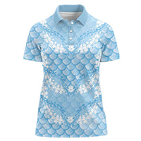 Baby Blue Mermaid Puakenikeni Maile Lei Women Polo Shirt