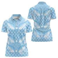 Baby Blue Mermaid Puakenikeni Maile Lei Women Polo Shirt