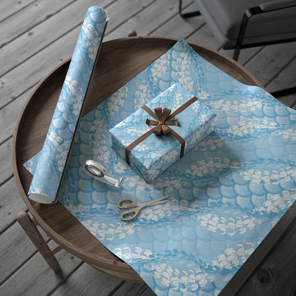 Baby Blue Mermaid Puakenikeni Maile Lei Wrapping Paper