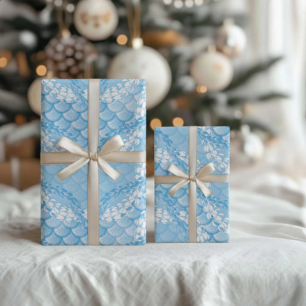 Baby Blue Mermaid Puakenikeni Maile Lei Wrapping Paper
