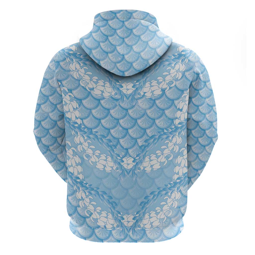 Baby Blue Mermaid Puakenikeni Maile Lei Zip Hoodie